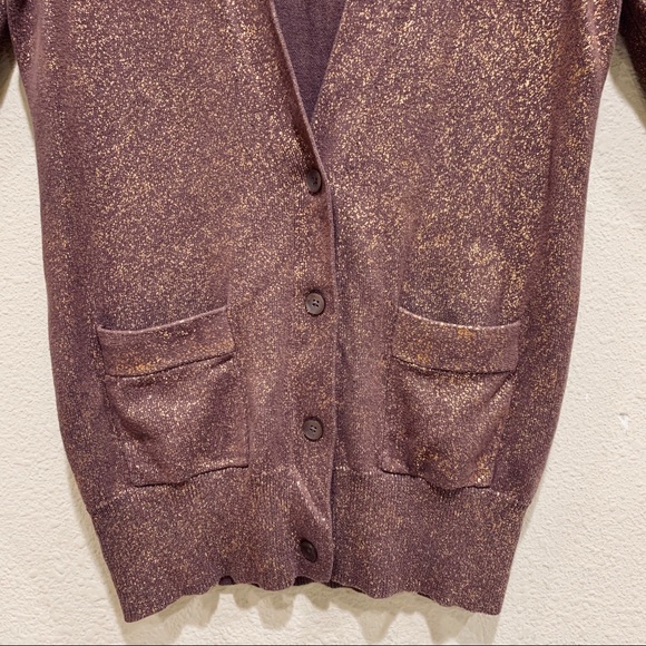 LOFT V-Neck gold glitter sparkles Sweater (small) - Picture 3 of 8